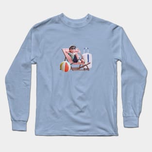 3D Summer Male Enjoy Vacation Laying on a Beach Long Sleeve T-Shirt